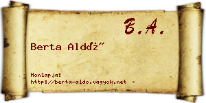 Berta Aldó névjegykártya